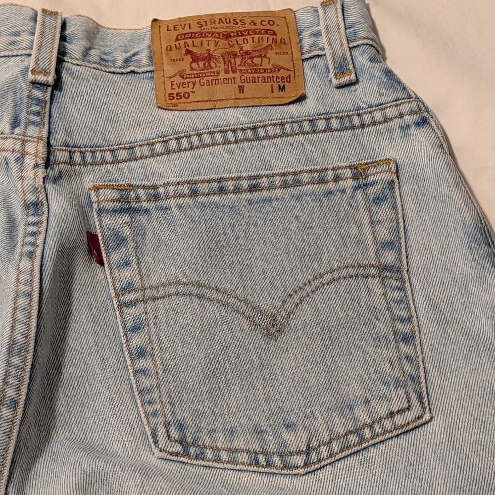 Levis 550 Relaxed Fit Tapered Leg Jeans Light Wash High Rise Vintage 12 Reg M